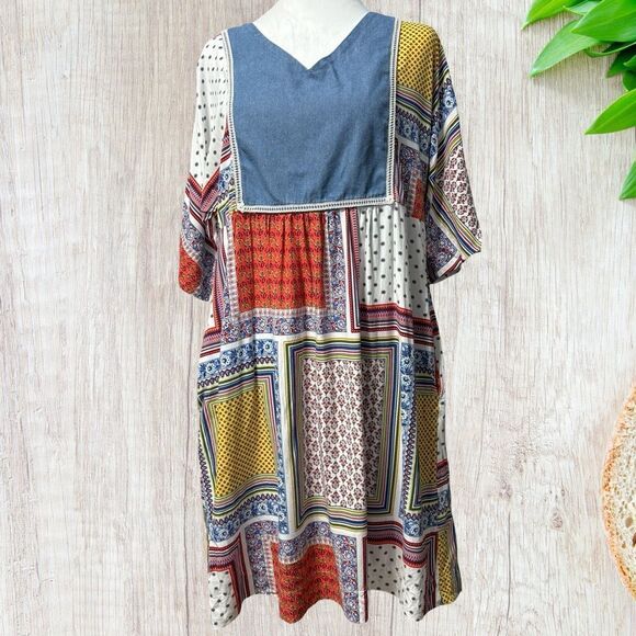 The Vermont Country Store Patchwork Printed Dress Size Medium Country‎ Colorful - Picture 1 of 11